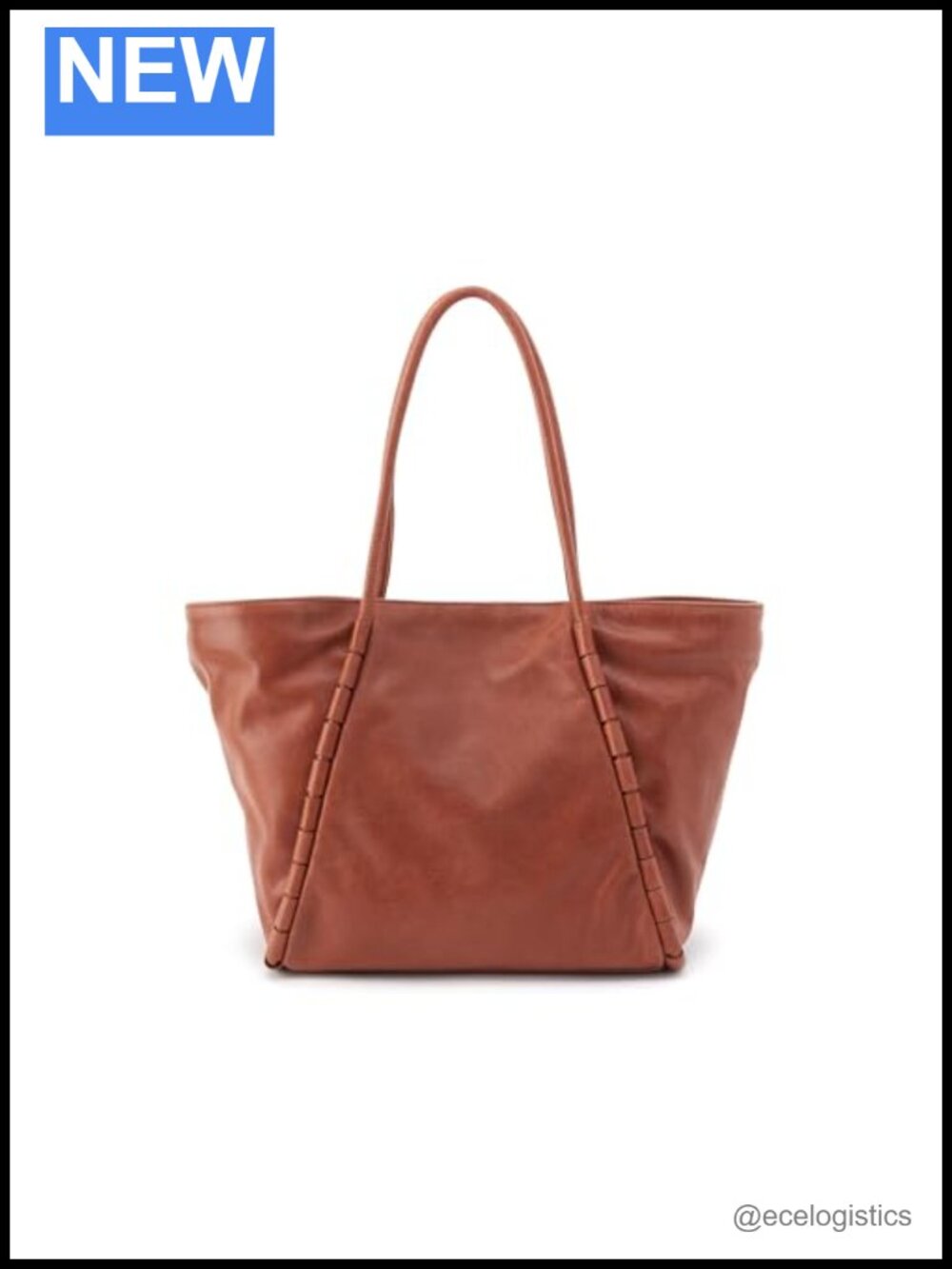 Leather Tote with Two Shoulder Straps, Magnetic Closure, 6 Pockets, Fits Laptop